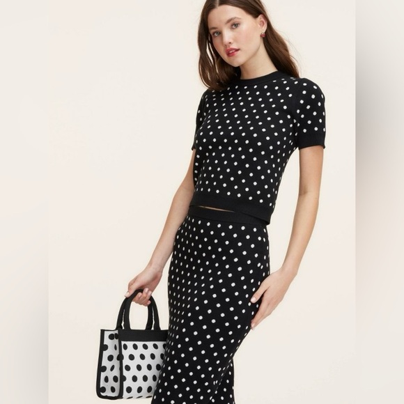 NWT • Kate Spade x Target Poka Dot Black & White Knit Crossbody Bag - Picture 4 of 16